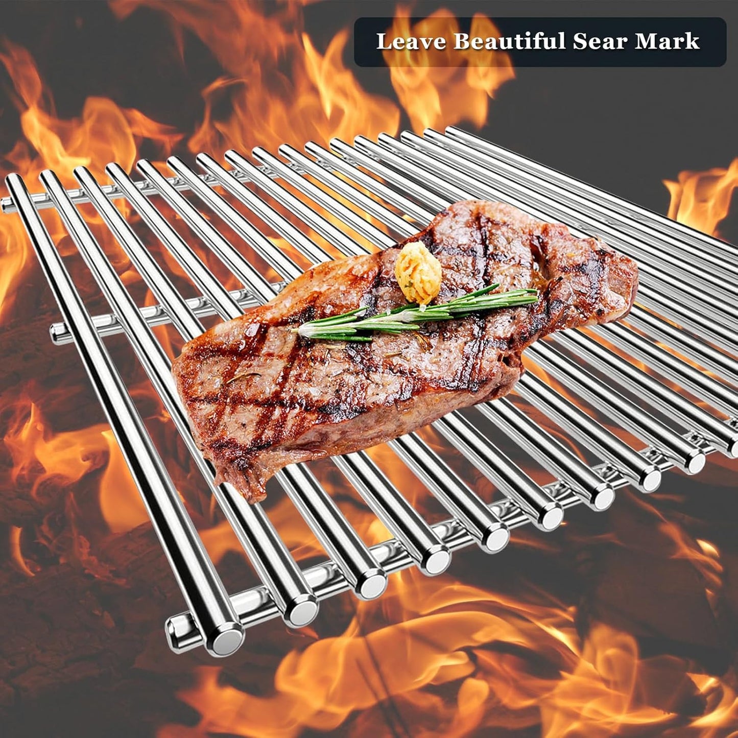 Orgneas Cooking Grates for Nexgrill 720-0882A Evolution Infrared Plus 5-Burner, Stainless Steel Solid Rod Grill Cooking Grids for Nexgrill Gas Grill Replacement Parts, Set of 3