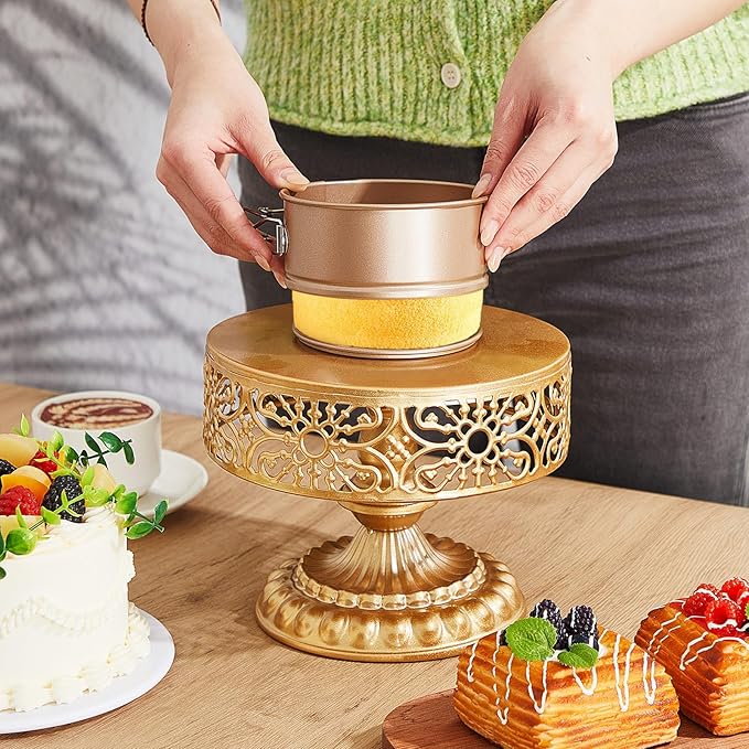 Sunnyray 12 Pcs 4 Inch Springform Pan for Baking Mini Cheesecake Pans with Removable Bottom Nonstick Leakproof Round Cake Mold Spring Form Molds for Mini Cheesecake Pizza and Quiches (Gold)