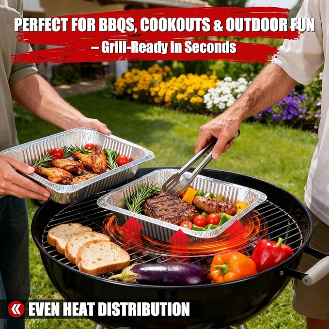 Unokit Aluminum Foil Pans Heavy Duty 9x13-40 Pack Disposable Deep Baking Tins, Steam Table Trays for Oven, Roasting Trays for Baking, Cooking, Heating, Storing and Prepping Food