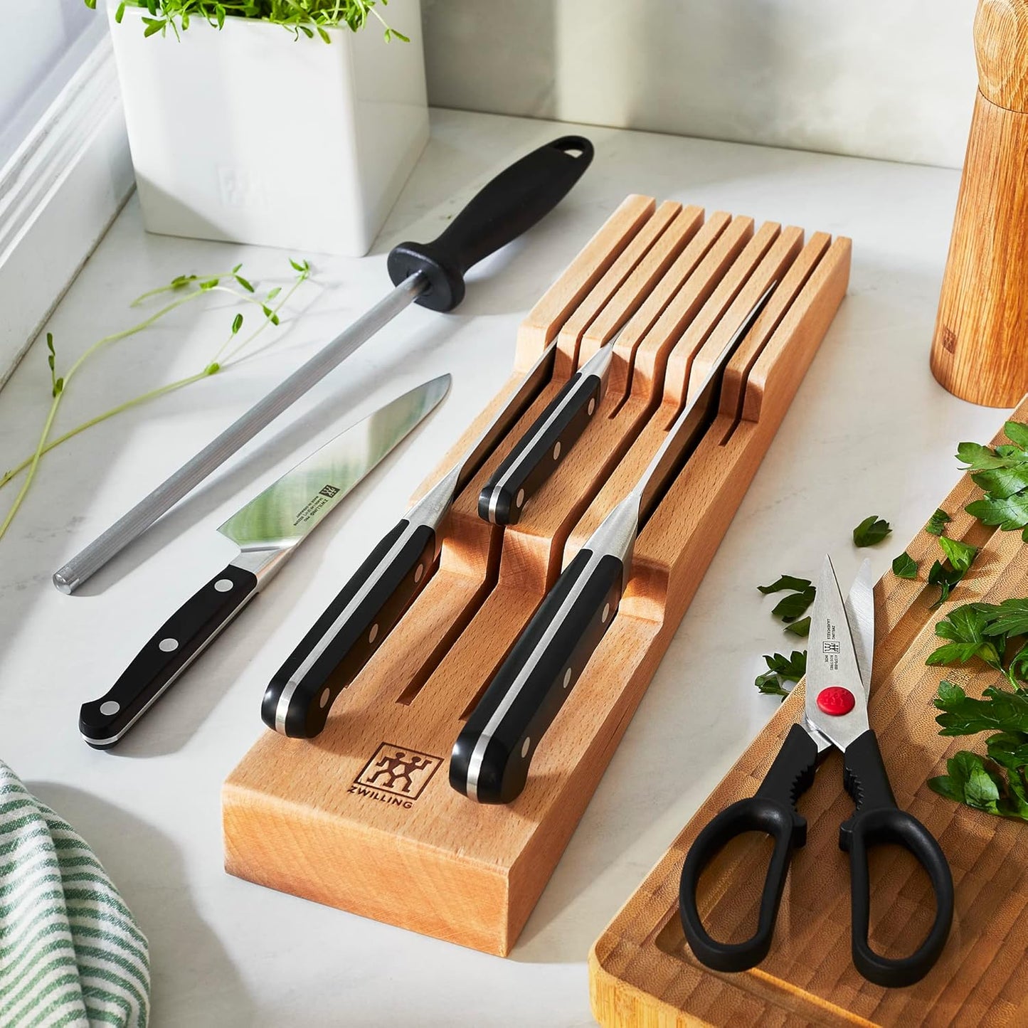 ZWILLING In-drawer Knife Organizer, 8-slot, Beechwood