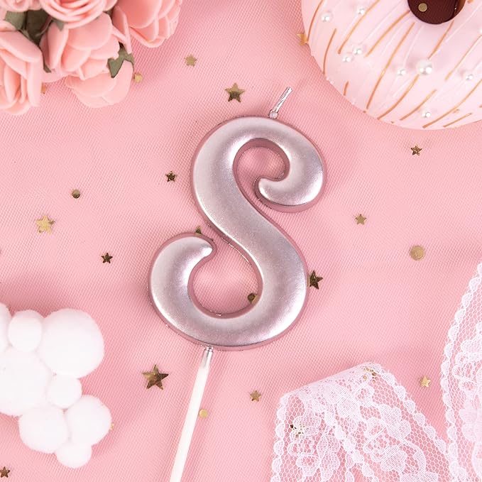 PHD CAKE 2.76 Inch Elegant Rose Gold 8 Number Birthday Candles, Cake Candles for Party Celebration