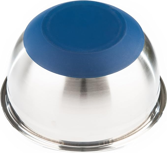 Stainless Steel Mixing Bowls with Lids and Non Slip Bases (Set of 3, Blue)