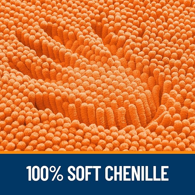 OLANLY Bathroom Rugs 24x16, Extra Soft Absorbent Chenille Bath Rugs, Rubber Backing Quick Dry, Machine Washable Bath Mats for Bathroom Floor, Tub and Shower, Home Decor Accessories, Orange