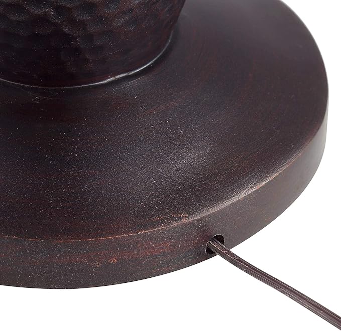 Regency Hill Fallon Industrial Floor Lamp with Tray Table USB and AC Power Outlet in Base 66" Tall Oil Rubbed Bronze Hammered Oatmeal Drum Shade for Living Room Reading House Bedroom Home