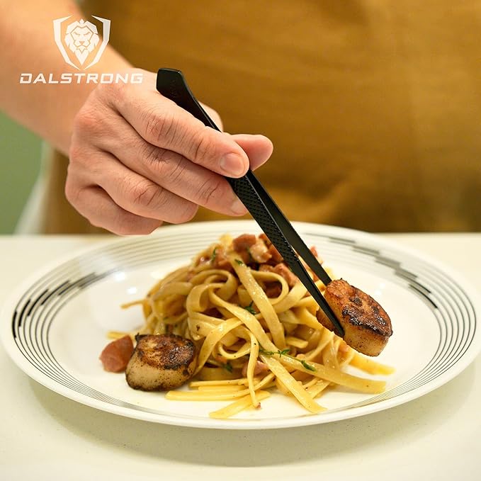 DALSTRONG Professional Food Tweezers-5 Piece Set- High-Precision Tweezer Tongs - Black Titanium Coating - Plating, Culinary Fine Use -304 Stainless Steel- Metal Kitchen Tongs