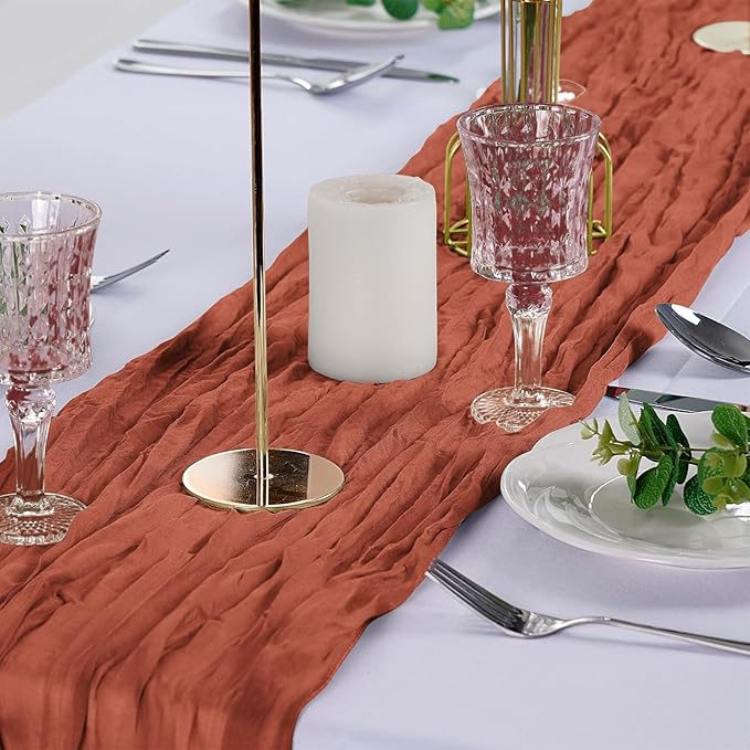 6 Pack Cheesecloth Table Runner 9ft,17 x 108 inch Gauze Table Runner Rustic Romantic Wedding Runner for Wedding Bridal Shower Fall Decoration,Pink