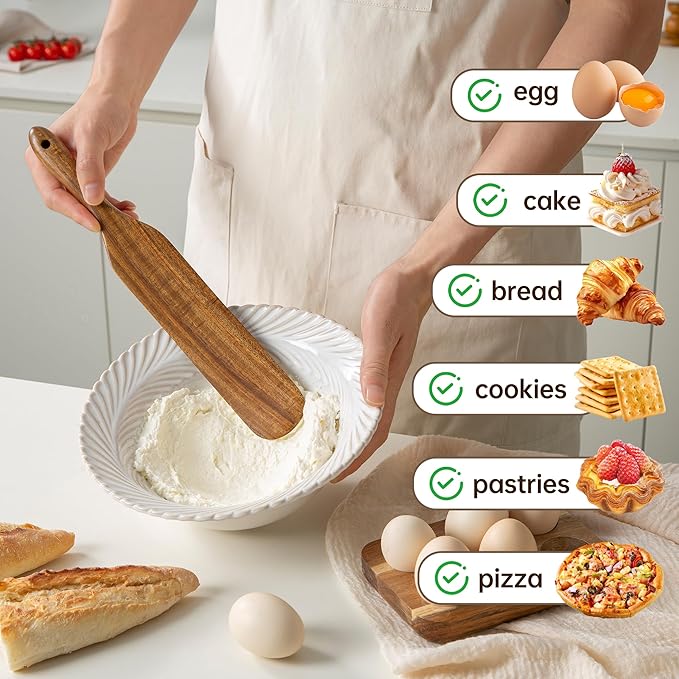8 PCS Acacia Wooden Utensil Set with Holder, Spoon Rest, Durable Wooden Spoons for Cooking, Heat-Resistant, Comfort Grip,Easy to Clean, Non-stick Friendly, Ideal for Gifting