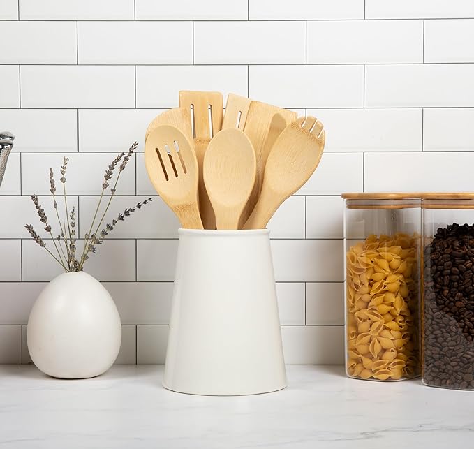 Bamboo Spoons for Cooking - Set of 8 Spoons - Wooden Cooking Spoons - Non-toxic & Organic Bamboo Cooking Utensils with Spoon Set & Spatula - Premium Kitchen Utensils