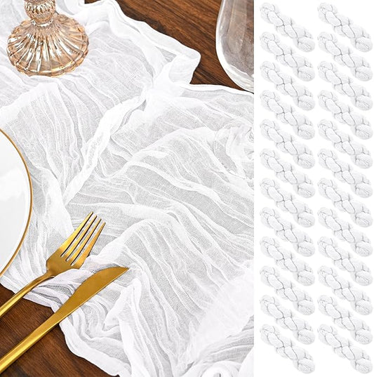 12 Pack White Table Runner 10Ft Cheesecloth Table Runner Rustic Gauze Table Runners Romantic Long Sheer Fabric Cheese Cloth Table Runners for Wedding Party Bridal Baby Shower