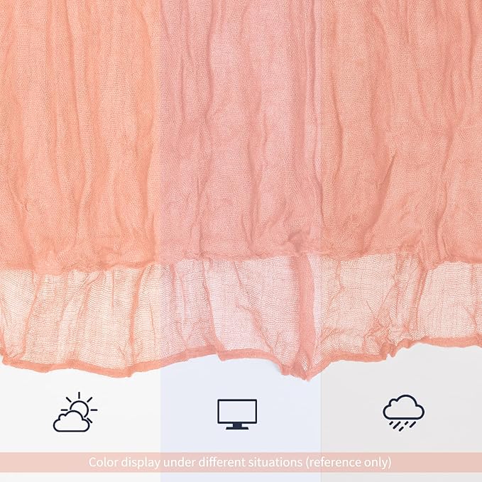 24 Pack Coral Table Runner 10Ft Cheesecloth Table Runner Rustic Gauze Table Runners Romantic Long Sheer Fabric Cheese Cloth Table Runners for Wedding Party Bridal Baby Shower