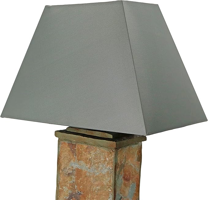 Sunnydaze 24" Outdoor Table Lamp - Weather-Resistant Natural Slate Light for Indoor or Outdoor Use - Cotton Lampshade - Set of 2