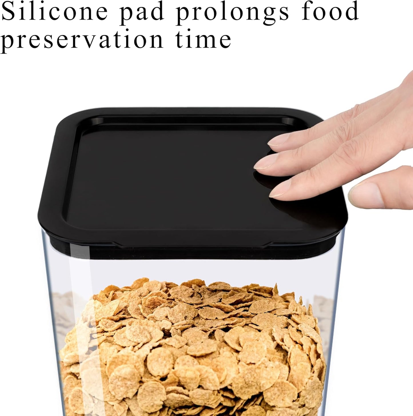 Cereal Dispenser Countertop, 5L Kitchen Organization Cereal Containers Storage, Desktop Candy Dispenser Plastic Cereal Dispenser, Snack Containers Can Hold Granola, Dry Food, Grain (Black, 3Pc)
