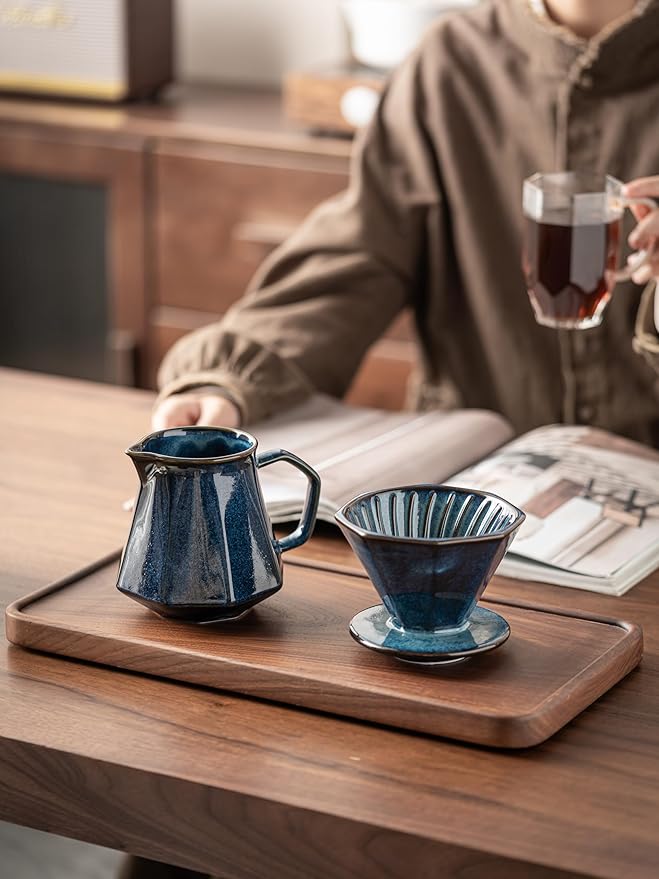 Pour Over Coffee Maker,Ceramic Coffee Maker With 40 pcs Paper Filter，22oz/650ml Pour Over Coffee Dripper