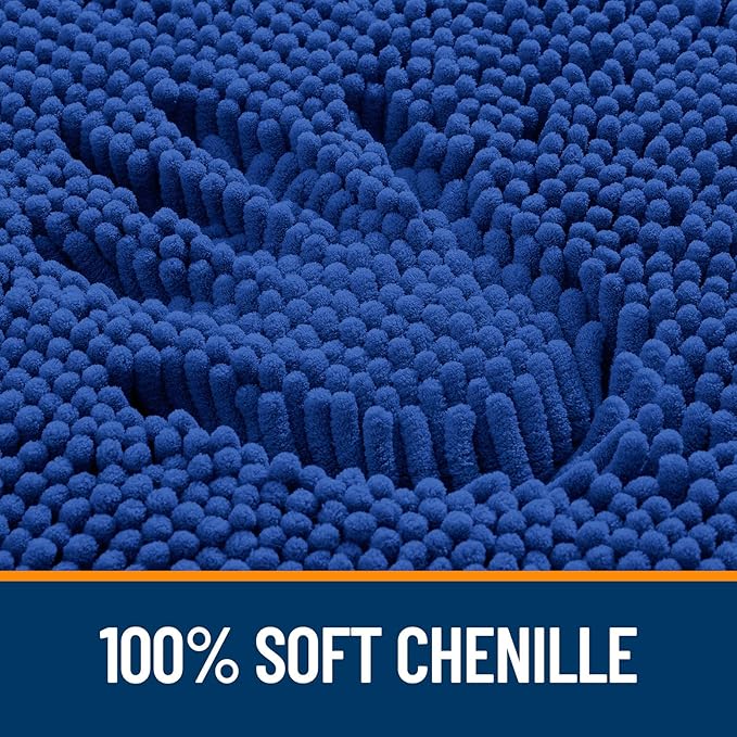 OLANLY Bathroom Rugs 59x20, Extra Soft Absorbent Chenille Bath Rugs, Rubber Backing Quick Dry, Machine Washable Bath Mats for Bathroom Floor, Tub and Shower, Home Decor Accessories, Royal Blue