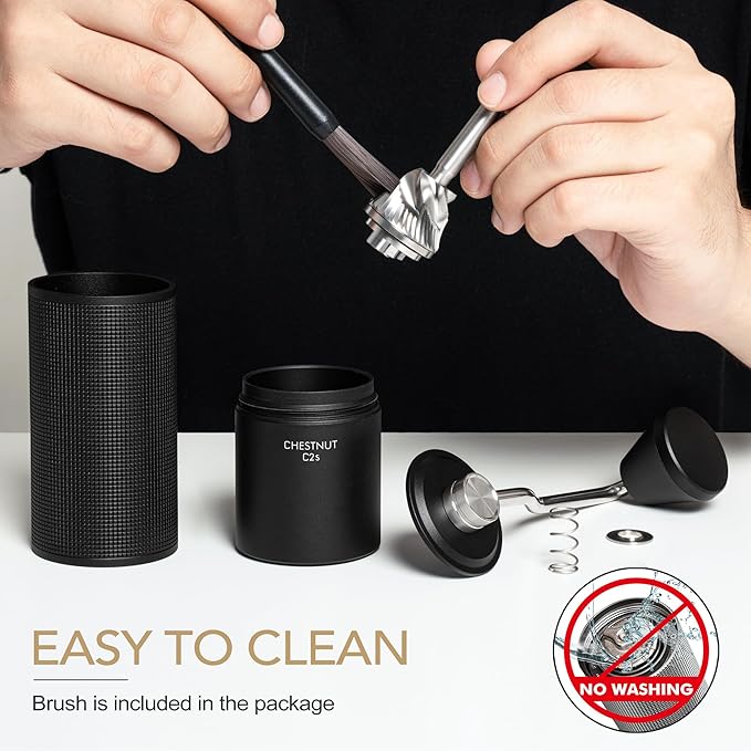 TIMEMORE Chestnut C2S Manual Coffee Grinder with Internal Adjustable Grind Setting, Capacity 20g Hand Coffee Grinder with Stainless Steel Conical Burr, for Espresso to French Press, Black