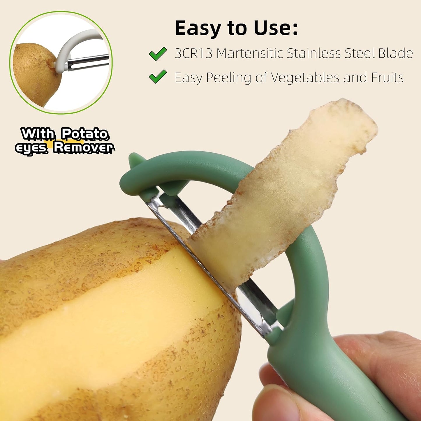 Trez Treamer 6-Piece Vegetable Peelers for Kitchen,Stainless Steel Apple Peeler Set for Veggie Carrot Fruit Zucchini Cucumber Peeler Sharp Potatoes & Potato Peeler Bulk with Non-Slip Handle (P)