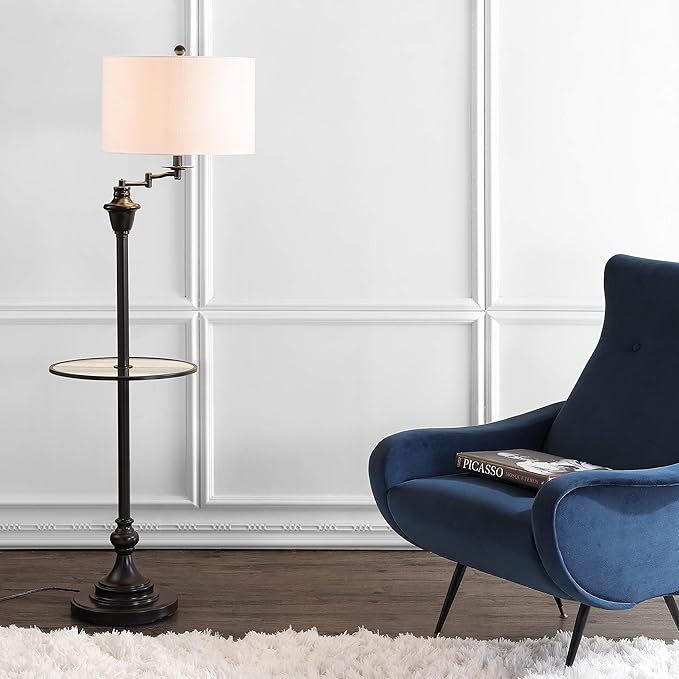 JONATHAN Y JYL3055C Cora 60" Metal/Glass LED Side Table and Floor Lamp Contemporary,Transitional for Bedrooms, Living Room, Office, Reading, Oil Rubbed Bronze, Oil-Rubbed Bronze