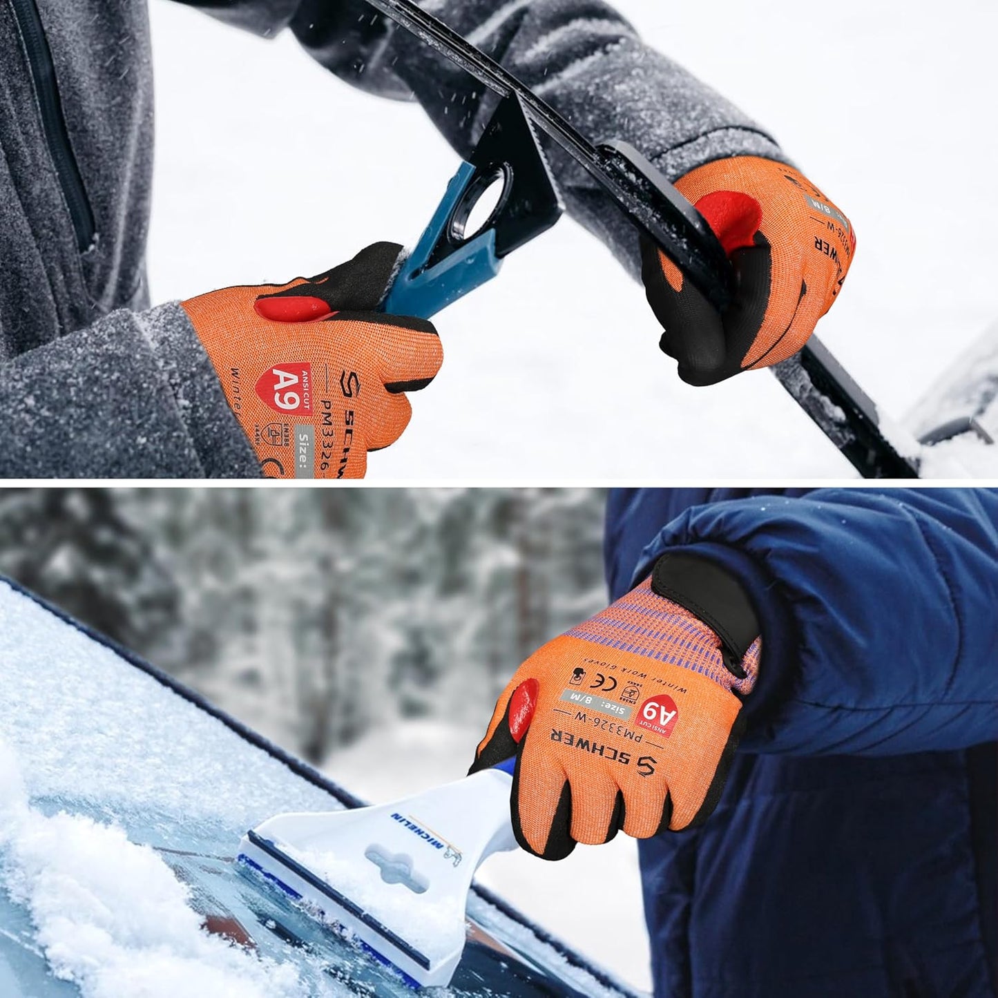 FreezeGuard-X Winter Work Gloves for Men and Women, ANSI A9 Cut Resistant Gloves for Extreme Protection, Freezer Glove With Super Grip, Touchscreen, Thermal Insulated, PM3326-W (S,1 Pair)