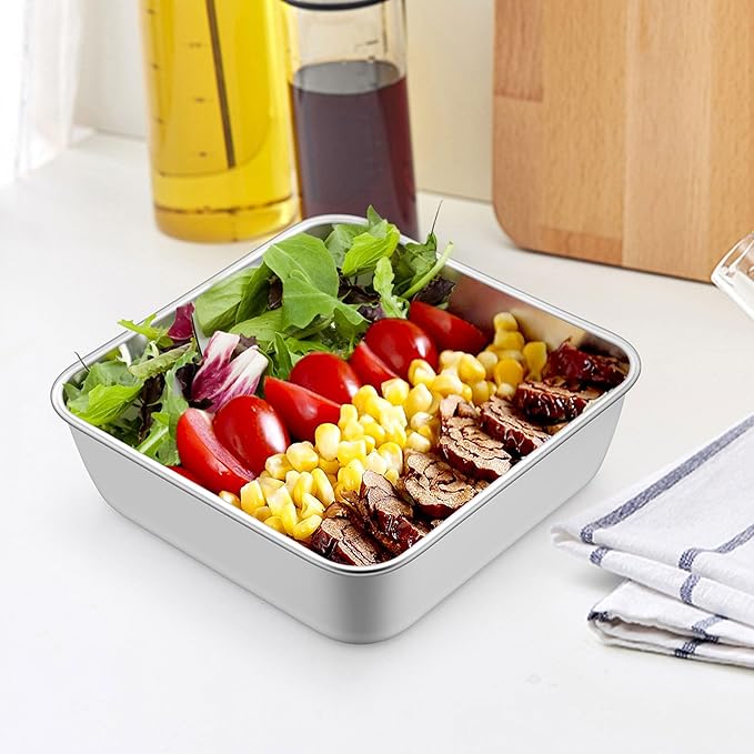 LIANYU 6 Inch Square Baking Cake Pan, Stainless Steel Lasagna Brownie Bread Pan, Perfect for Birthday Party Wedding, Oven & Dishwasher Safe