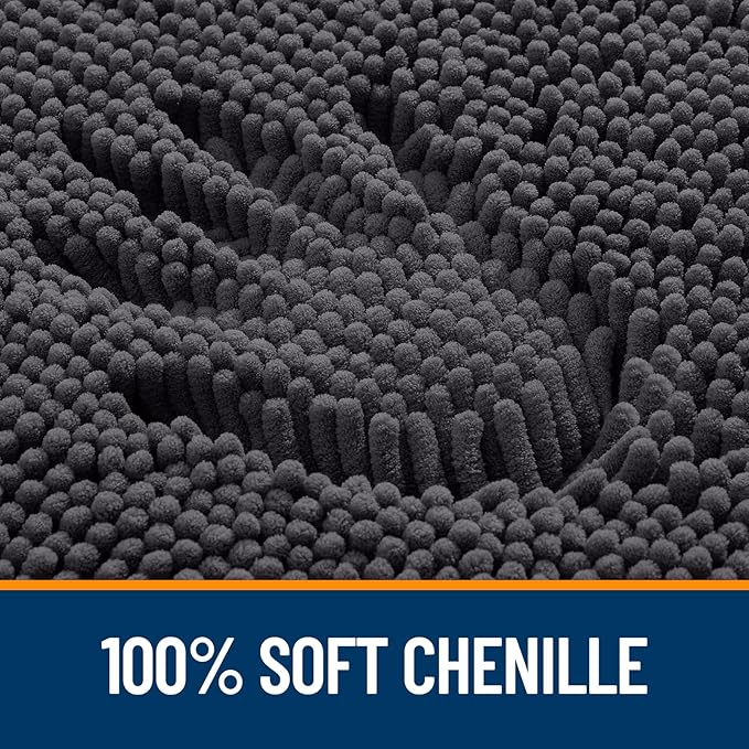 OLANLY Bathroom Rugs 47x32, Extra Soft Absorbent Chenille Bath Rugs, Rubber Backing Quick Dry, Machine Washable Bath Mats for Bathroom Floor, Tub and Shower, Home Decor Accessories, Dark Grey