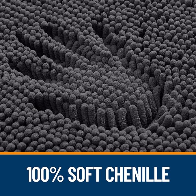 OLANLY Bathroom Rugs 59x20, Extra Soft Absorbent Chenille Bath Rugs, Rubber Backing Quick Dry, Machine Washable Bath Mats for Bathroom Floor, Tub and Shower, Home Decor Accessories, Dark Grey