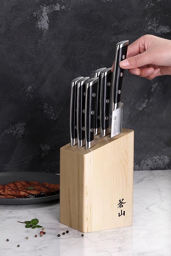 Cangshan TS Series 1022278 Swedish 14C28N Steel Forged 6-Piece Steak Knife Block Set, Maple