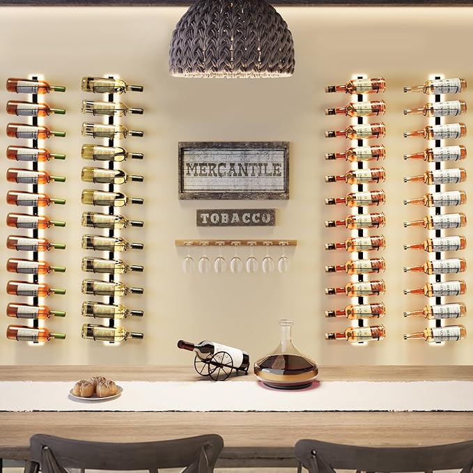 Sonyabecca 3 Pack 12 Bottle Wall Wine Rack?DIY Wine Rack Wall Mounted, Wall Mounted Wine Rack Display Holder Used as One or Four, for Kitchen, Dining Room, Bar, Wine Cellar