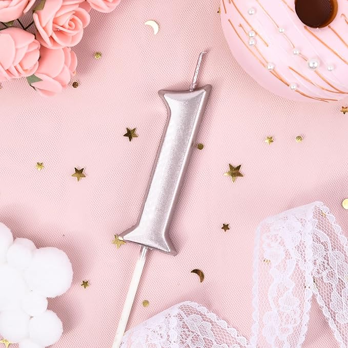 PHD CAKE 2.76 Inch Elegant Rose Gold 1 Number Birthday Candles, Rose Gold Number Candles, Cake Number Candles, Party Celebration