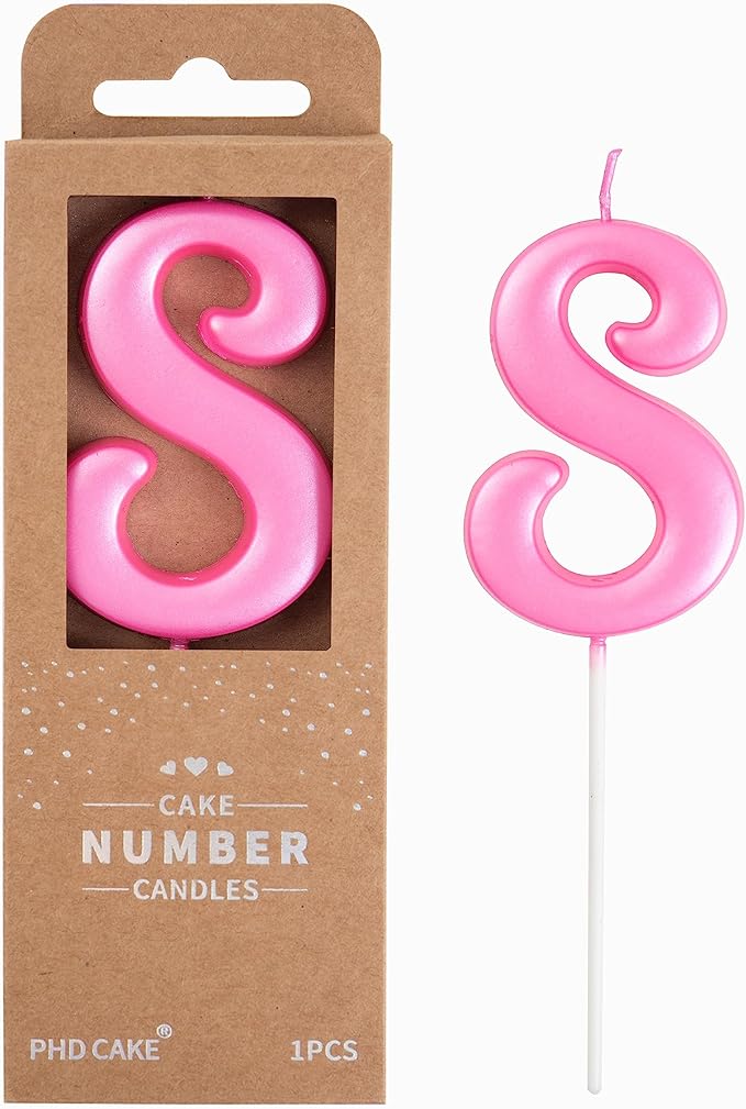 PHD CAKE 2.76 Inch Elegant Pink 8 Number Birthday Candles, Pink Number Candles, Cake Number Candles, Party Celebration