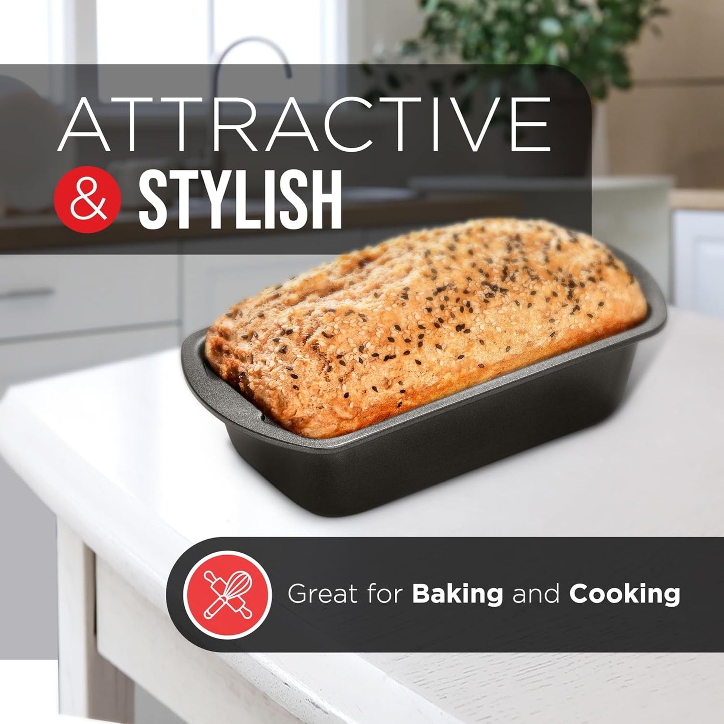 BAKKENMASTER Loaf Pan Set 4-Piece - Deluxe Nonstick Carbon Steel Bakeware for Perfect Bread and Cakes – Dishwasher Safe, Premium Pans for Home Baking