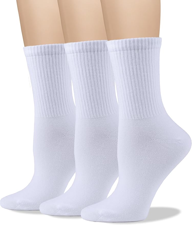 COTTON DAY Women's Soft Combed Cotton Dress Socks Seamless Toe Black White Gray Navy Blue Brown Beige