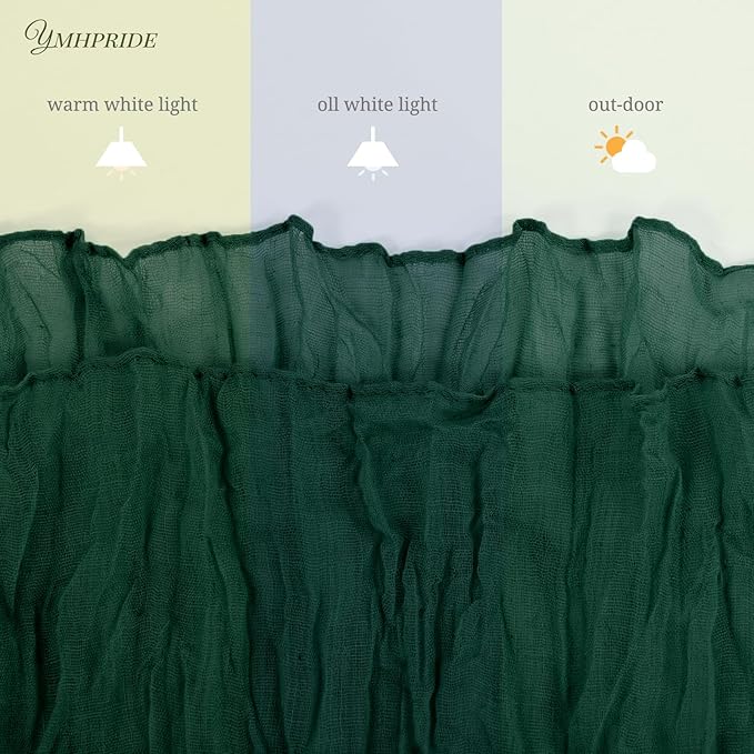 12 Pack Cheesecloth Table Runner 35 x 120 inch Long Boho Cheese Cloth Gauze Table Runners Semi Sheer Table Runner for Wedding Decor, Bridal Shower, Birthday Party (Emerald Green)