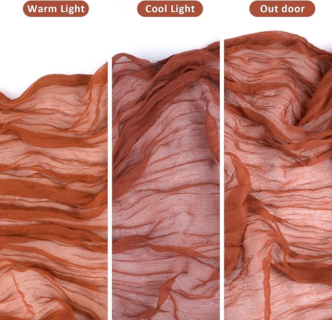 Terracotta Fall Thanksgiving Cheesecloth Table Runner, 10 FT Boho Rustic Cheese Cloth Gauze, 35x120 Inches Burnt Orange Centerpieces for Wedding Thanksgiving Friendsgiving Party Decor, 1 Pack