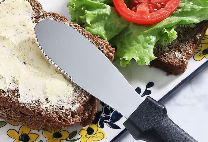 New Star Foodservice 43013 Plastic Handle Butter Spreader, 8.75-Inch, Black, Set of 4
