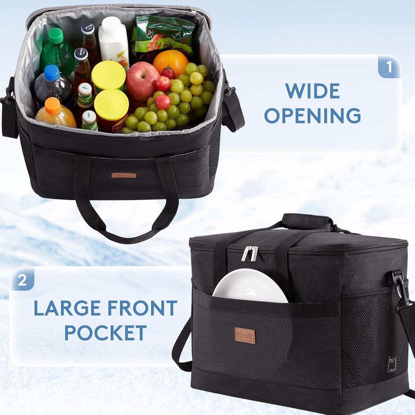 Lifewit Cooler Bag 30/50/60 Cans Collapsible and Insulated Large Lunch Bag Leakproof Soft Cooler Portable Tote for Camping/BBQ/Family Outdoor Activities