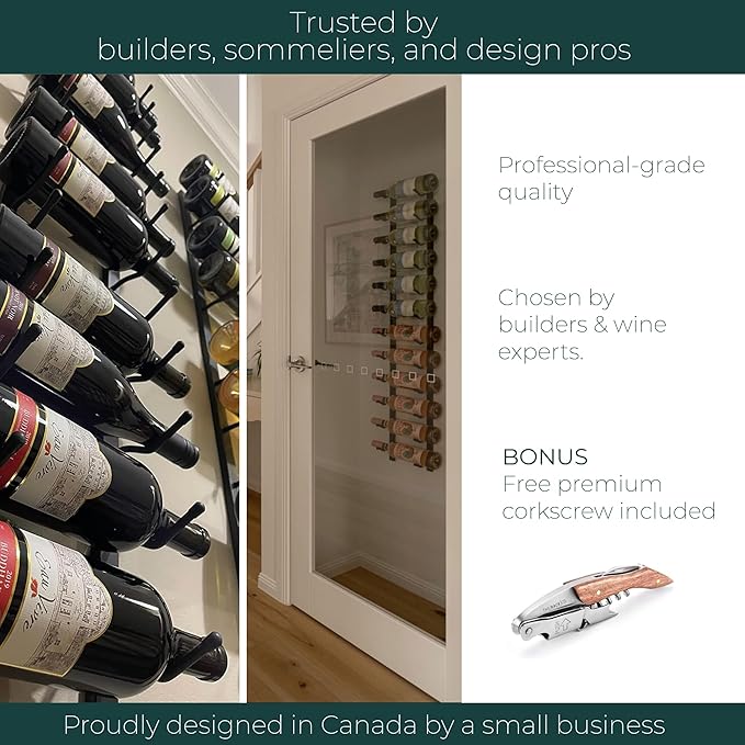 Y-Furniture The Rack Co. - Wall Mounted Wine Rack, Wine Storage (Satin Black Finish) (Alloy Steel, 3 Bottles)