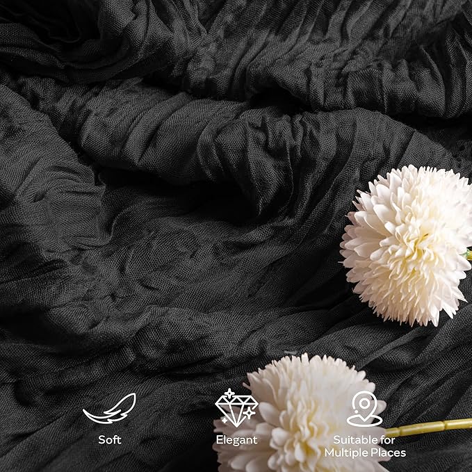 Leetaltree 10 Pack Black Cheesecloth Table Runner, 35x120 Inch Boho Rustic Cheese Cloth Table Runner, Decorative Table Runners for Bridal Baby Shower Decorations or Wedding Table Decorations