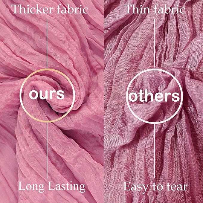 combocube 12 Pack 35x120 Inch 10Ft Cheesecloth Long Table Runner Gauze Rustic Romantic Table Cloth for Wedding Reception Bridal Shower Holiday Birthday Party Table Decorations, Dusty Rose