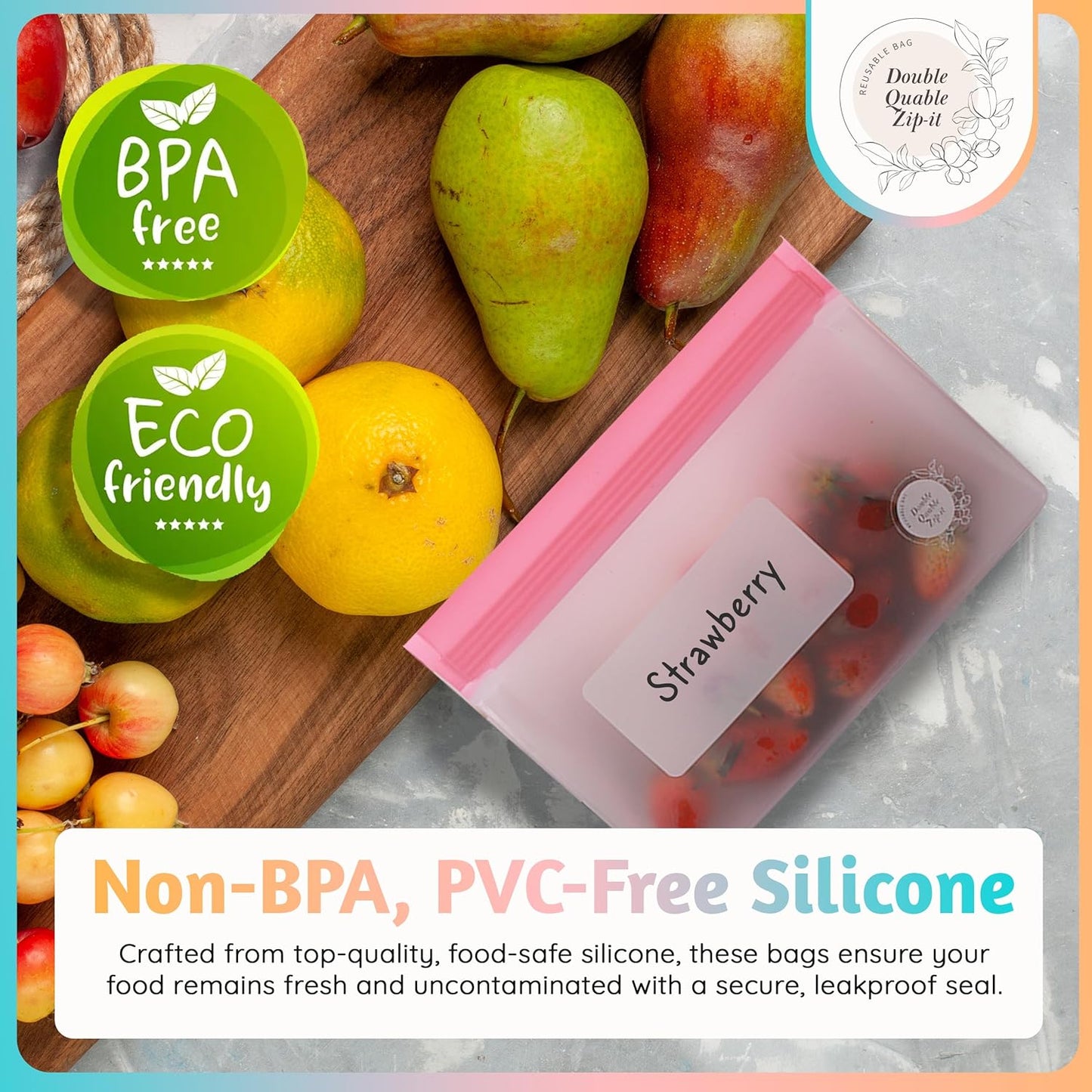 Reusable Silicone Food Storage Bags – 10-Pack Stand-Up, BPA-Free, Freezer, Dishwasher Safe, & Eco-Friendly– 5 L, 5 M Bags – Airtight Leakproof Sandwich, Snack, Travel & Make-Up baggies (Multicolor)