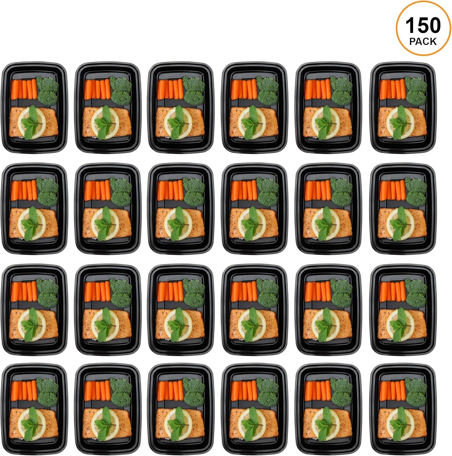 Freshware Meal Prep Containers 1 Compartment Food Storage Containers with Lids, Bento Box, BPA Free, Stackable, (16 oz), 150 count (Pack of 1)