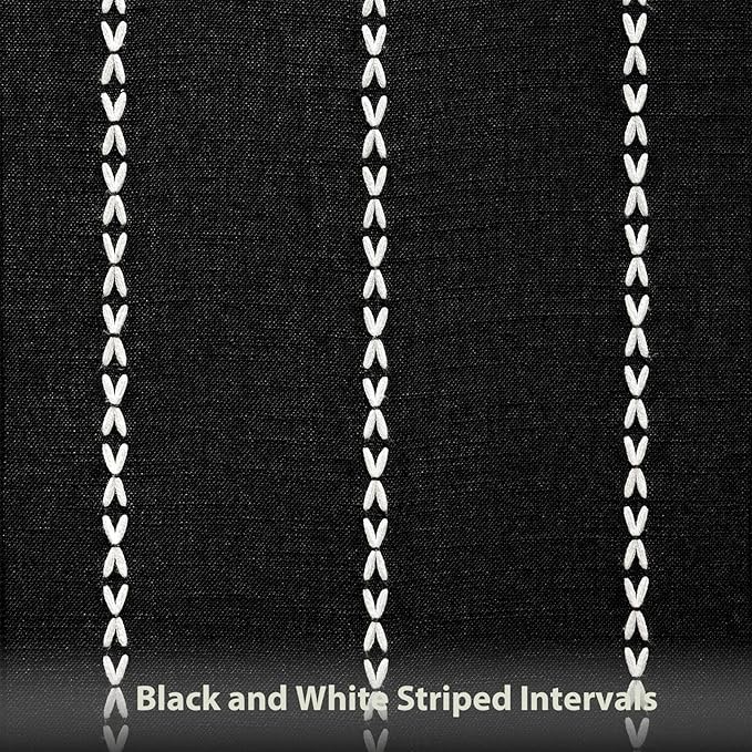 Niviy Halloween Black Table Runner 48 Inches Long, Fall Black Embroidered Striped Braided Boho Table Runner for Holiday Home Party Indoor Outdoor 12 x 48 Inch