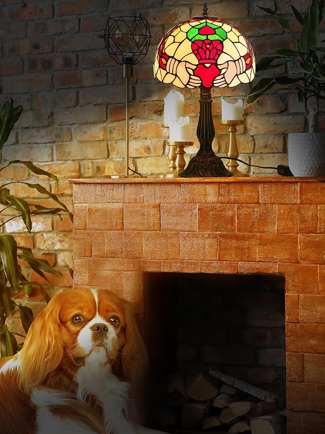 KY&BOSAM Tiffany Table Lamps Irish Gold Crown Celtic Light Stained Glass Art Style Desk Lamp19 Inche Tall 12 Inche Wide Lamp Shade1 Bulb Antique Zinc Base Living Room Bedroom St Patrick's Day Decor