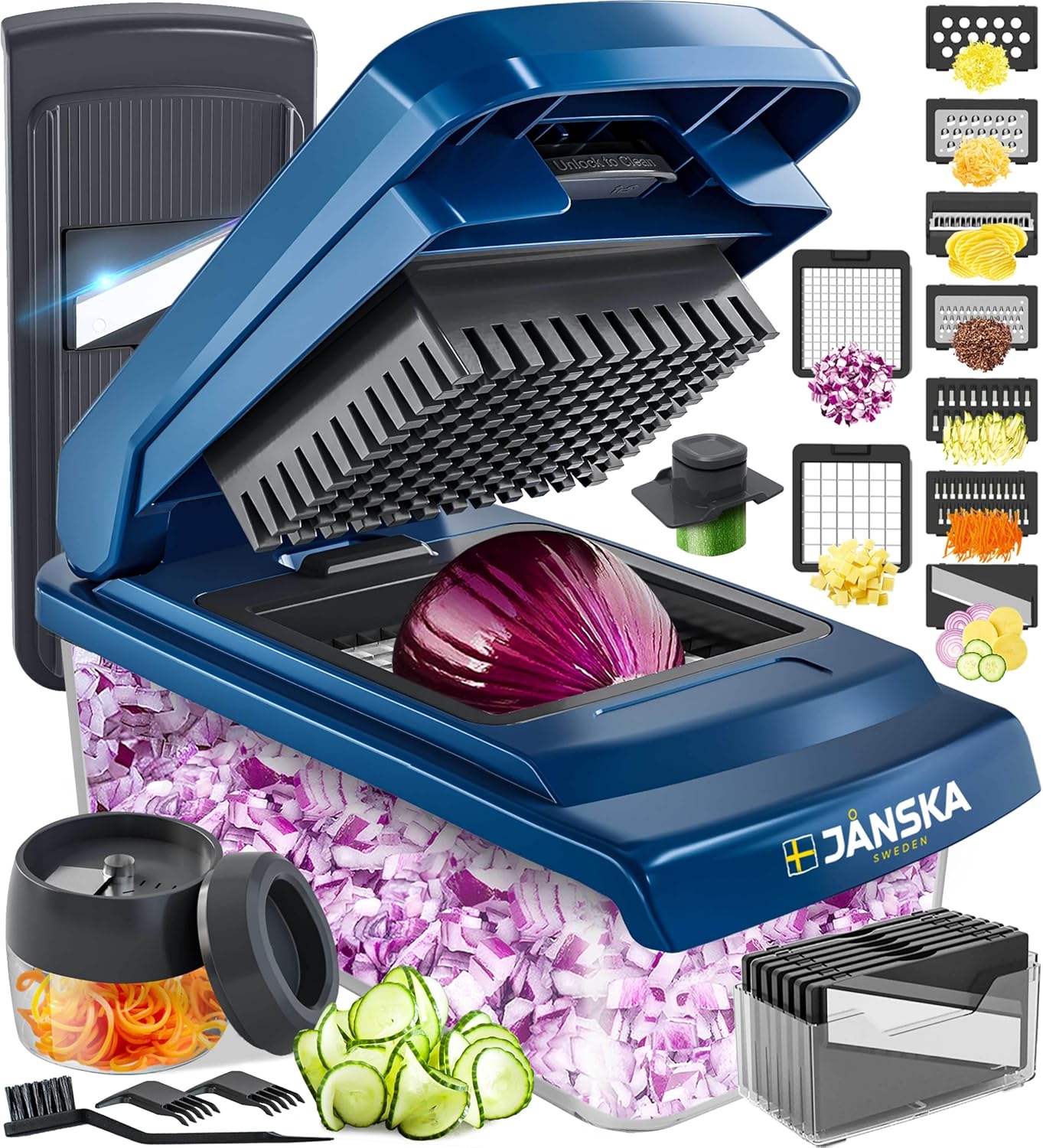UltraChop All-in-One Vegetable Chopper, Veggie Food Chopper with Container, Spiralizer, Mandoline Slicer Dicer, Onion Mincer, French Fry And Salad Cutter, Home Essentials & Kitchen Gadgets