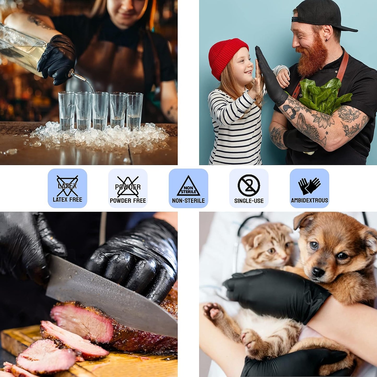 SAFE HEALTH Nitrile Black Industrial Disposable Gloves-Small 3.5 Mil Box of 100 Powder Free-Latex Free Tattoo-Beauty Salon-Hair Nail Studio-Auto Repair-Car Maintenance-Household-Daily