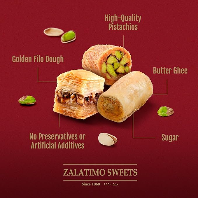 Zalatimo Sweets Since 1860, 100% All-Natural Sesame & Butter Shortbread Biscuits, Slightly Sweet, Square Gift Tin, No Preservatives, No Additives, 1.4 LB