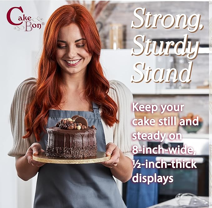Cakebon Cake Boards - Sturdy 1/2 Inch Thick Drums - 8 Inch Professional Smooth Straight Edges Gold 3-Pack