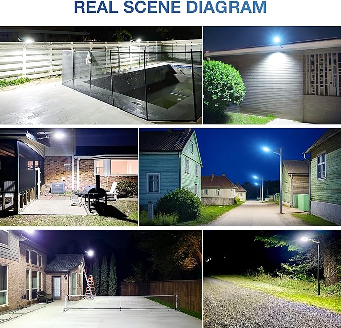 10000W Solar Street Light, Super Bright LED Beads Solar Lights Outdoor Waterproof IP66, Parking Lot Light Commercial Dusk to Dawn,Flood Light with Remote Control for Yard, Driveway(2Pack)