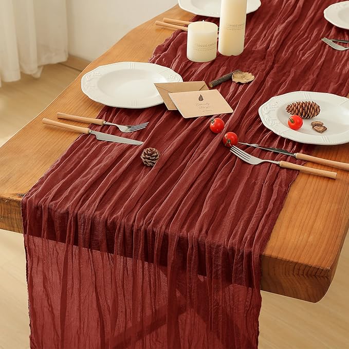 1 Pack Terracotta Christmas Table Runner,35x120 Inch Boho Rustic Decorative Table Runner for Bridal Baby Shower or Wedding Table Decorations