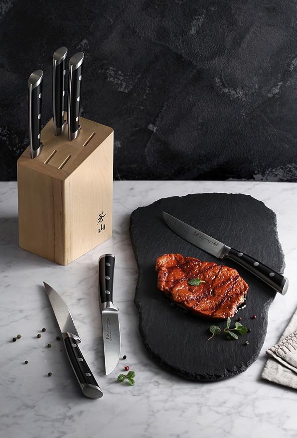 Cangshan TS Series 1022278 Swedish 14C28N Steel Forged 6-Piece Steak Knife Block Set, Maple
