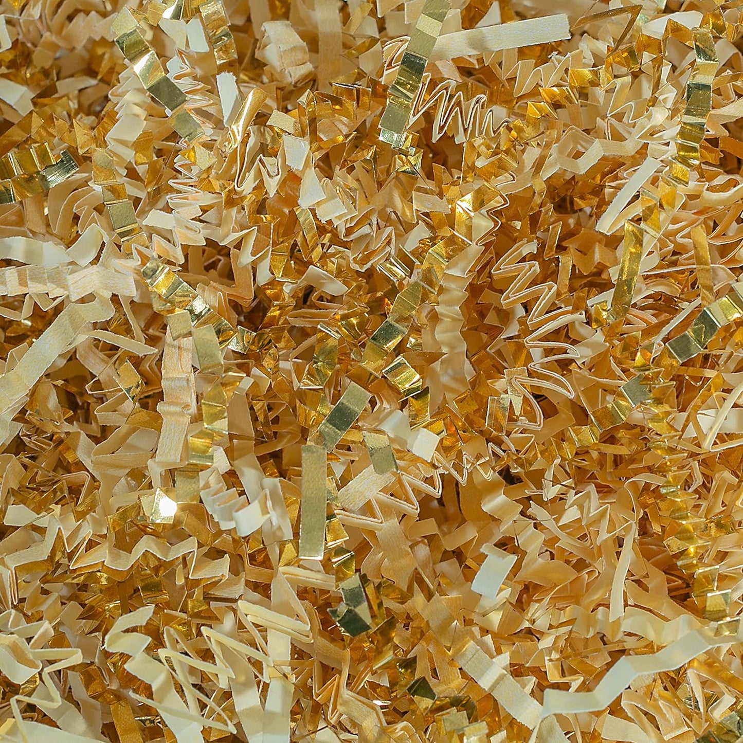 MagicWater Crinkle Cut Paper for Gift Baskets - 2LB - Vanilla & Gold - Perfect for Shredded Paper Filler, Basket Filler, Gift Boxes, Bridesmaid Gifts, Halloween Stuffers & More – For All Occasions